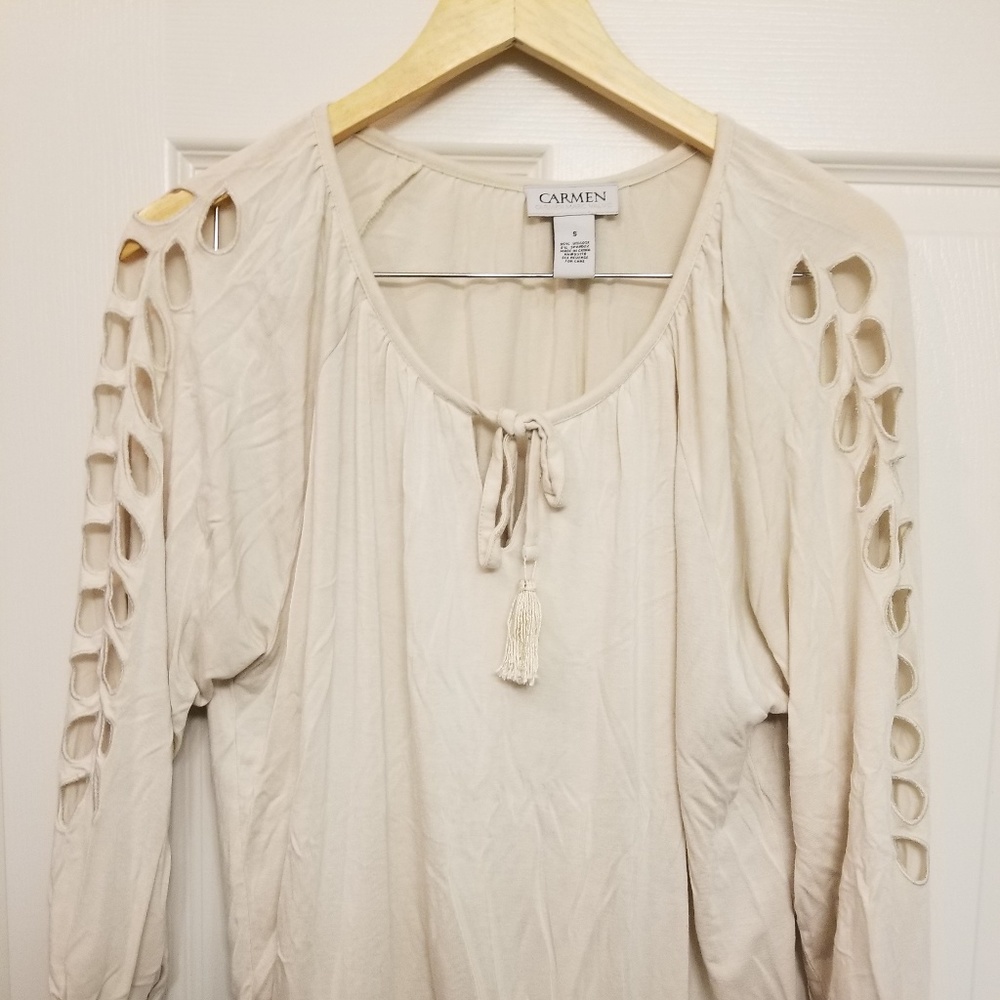 Cream Carmen Marc Valvo Top